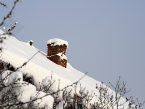 snow on residential roof